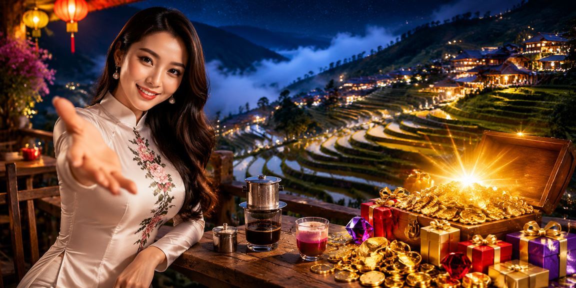 Người dùng Việt Nam thưởng thức cà phê sáng tại Sa Pa và kiểm tra tài khoản cá cược trên điện thoại